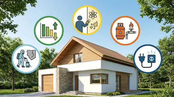 Icônes des principaux diagnostics immobiliers obligatoires pour une vente